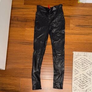 Spanx Faux Leather Black High-Waisted Leggings